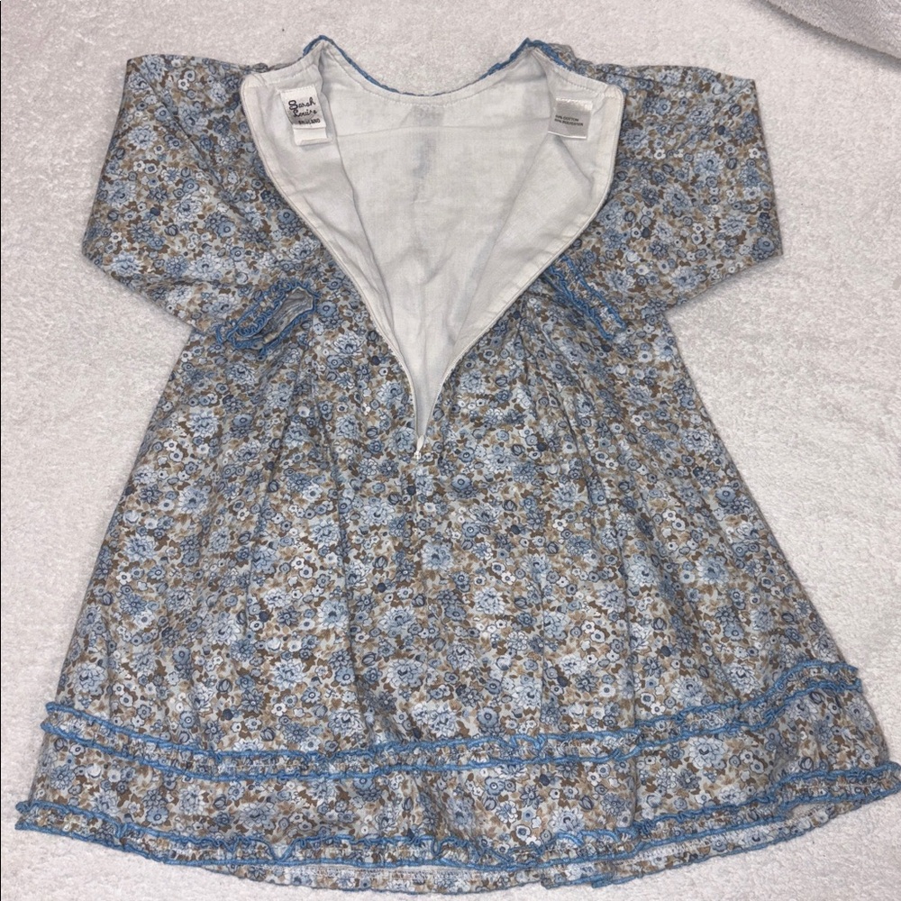 Sarah Louise long sleeve blue floral ruffle dress girls size 3 - Picture 8 of 13